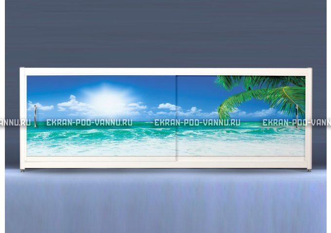 Экран на роликах EUROPLEX Пляж – купить по цене 12400 руб. в интернет-магазине в городе Ярославль картинка 1