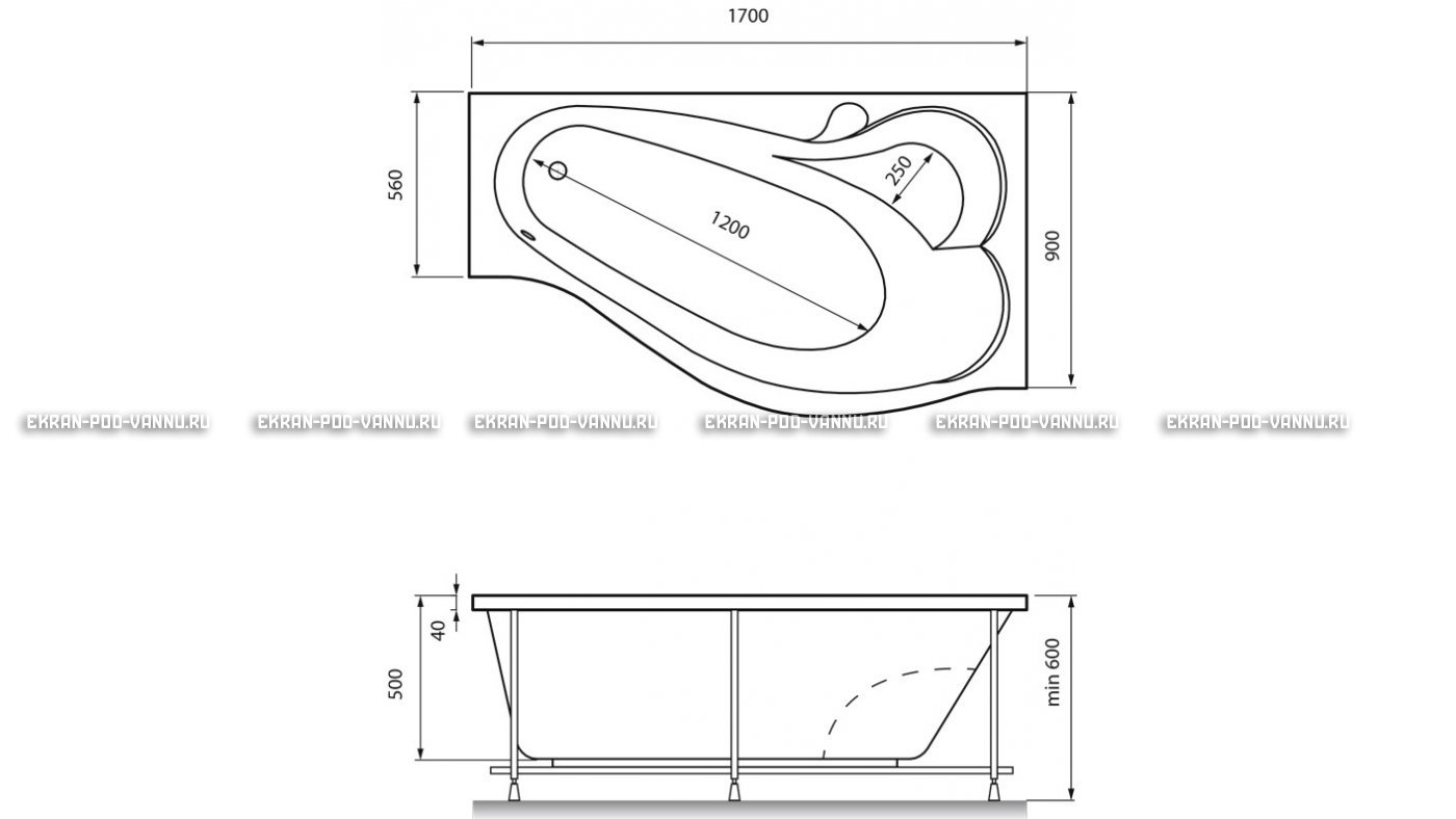 Акриловая ванна Relisan Isabella 170x90x60 – купить по цене 24130 руб. в интернет-магазине в городе Ярославль картинка 13