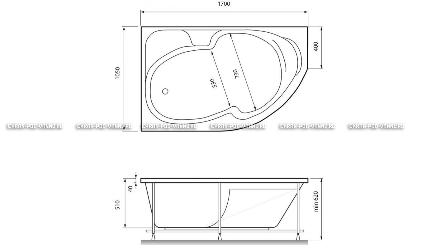 Акриловая ванна Relisan Sofi 170x105 – купить по цене 23480 руб. в интернет-магазине в городе Ярославль картинка 13