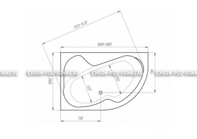 Акриловая ванна 1MarKa Aura 150x105 – купить по цене 16250 руб. в интернет-магазине в городе Ярославль картинка 3