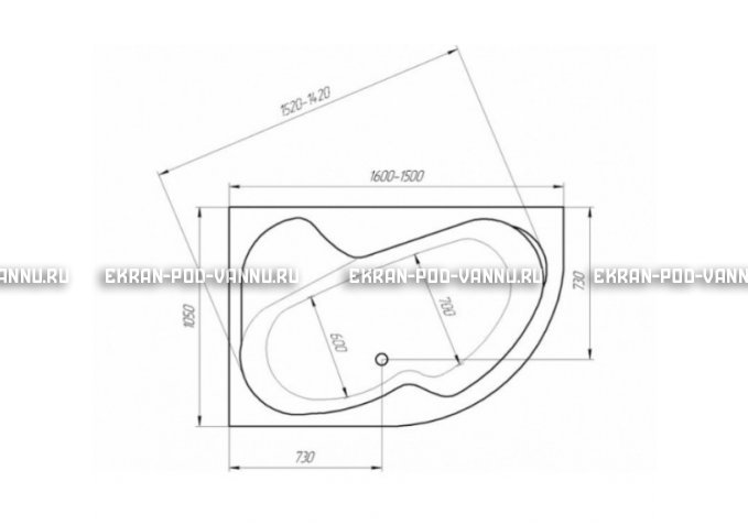 Акриловая ванна 1MarKa Imago 160x105 – купить по цене 16700 руб. в интернет-магазине в городе Ярославль картинка 3