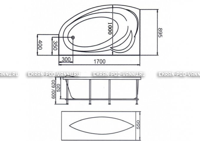 Акриловая ванна 1MarKa Julianna 170x100 – купить по цене 21320 руб. в интернет-магазине в городе Ярославль картинка 3