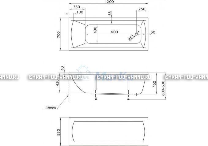 Акриловая ванна 1MarKa Modern 120x70 – купить по цене 7600 руб. в интернет-магазине в городе Ярославль картинка 4