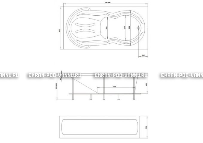 Акриловая ванна 1MarKa Taormina 180x90 – купить по цене 17670 руб. в интернет-магазине в городе Ярославль картинка 3