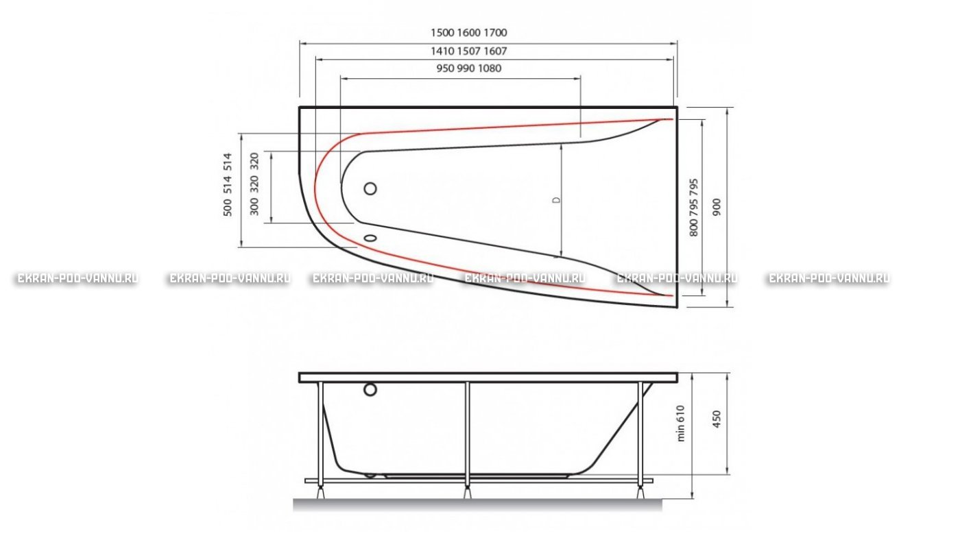 Акриловая ванна Vayer Boomerang 170x90 – купить по цене 47600 руб. в интернет-магазине в городе Ярославль картинка 10