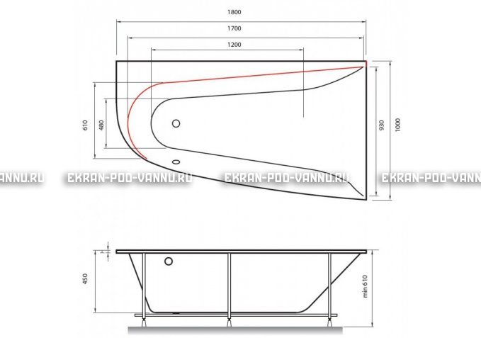 Акриловая ванна Vayer Boomerang 180x100 – купить по цене 53030 руб. в интернет-магазине в городе Ярославль картинка 2