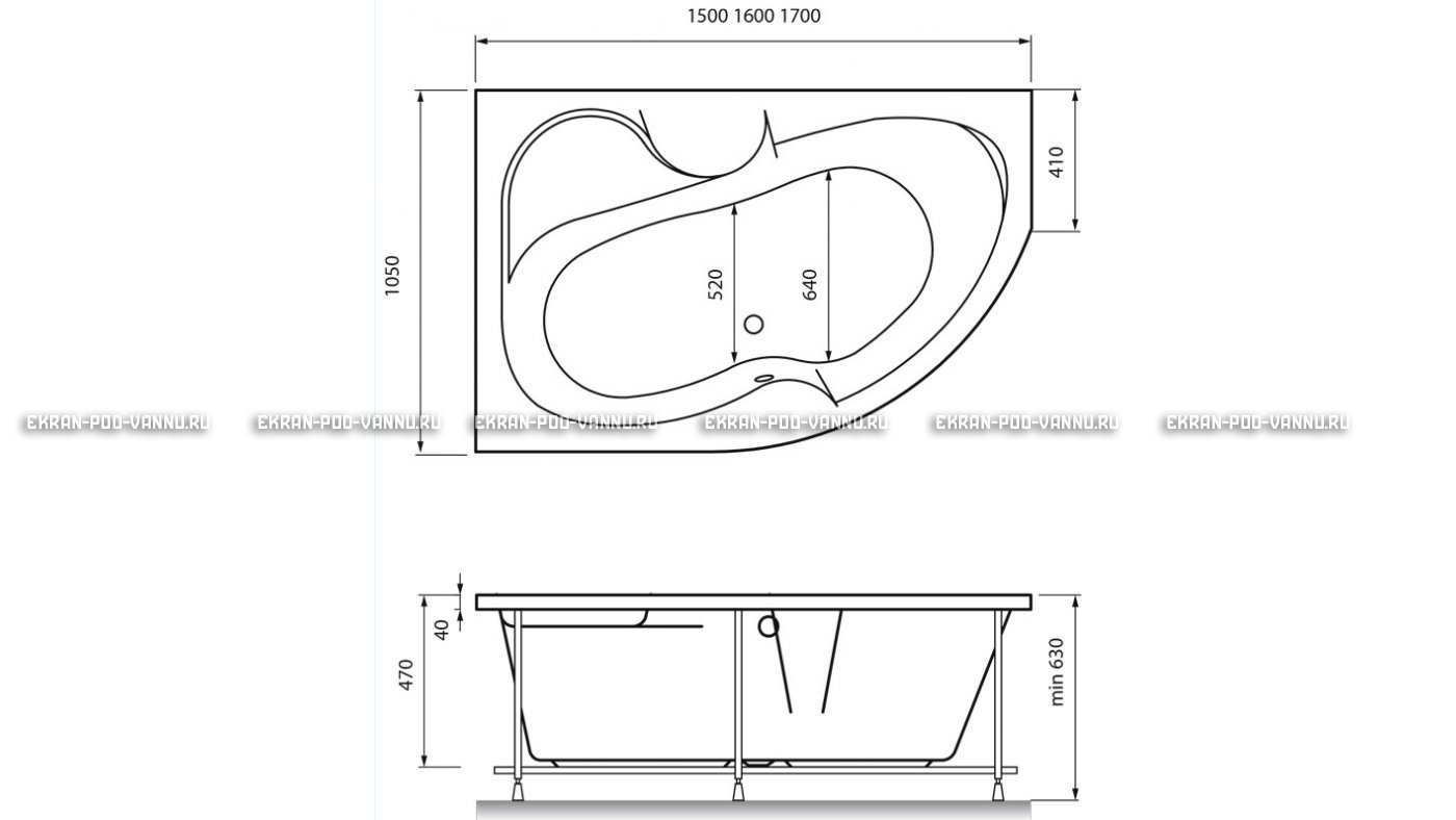 Акриловая ванна Vayer Azalia 150x105 – купить по цене 27800 руб. в интернет-магазине в городе Ярославль картинка 16