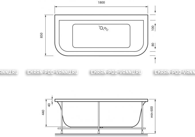 Акриловая ванна Vayer Options BTW 180x85 – купить по цене 25880 руб. в интернет-магазине в городе Ярославль картинка 4